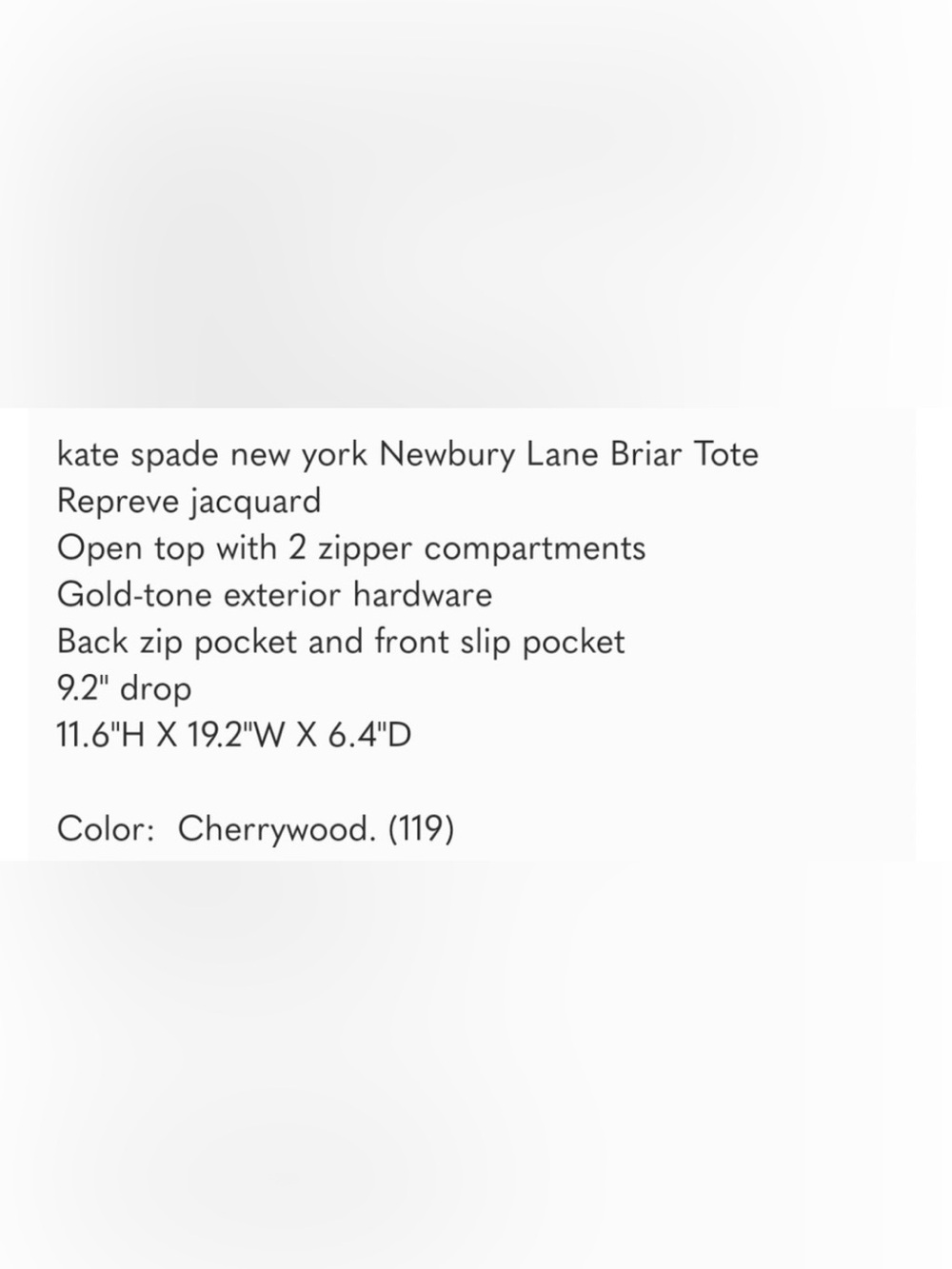 kate spade Burgundy Newport Lane Briar Tote with Gold Logo - Picture 8 of 8